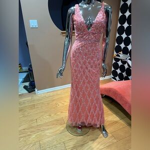 Mac Duggal Pink Beaded Prom Dress